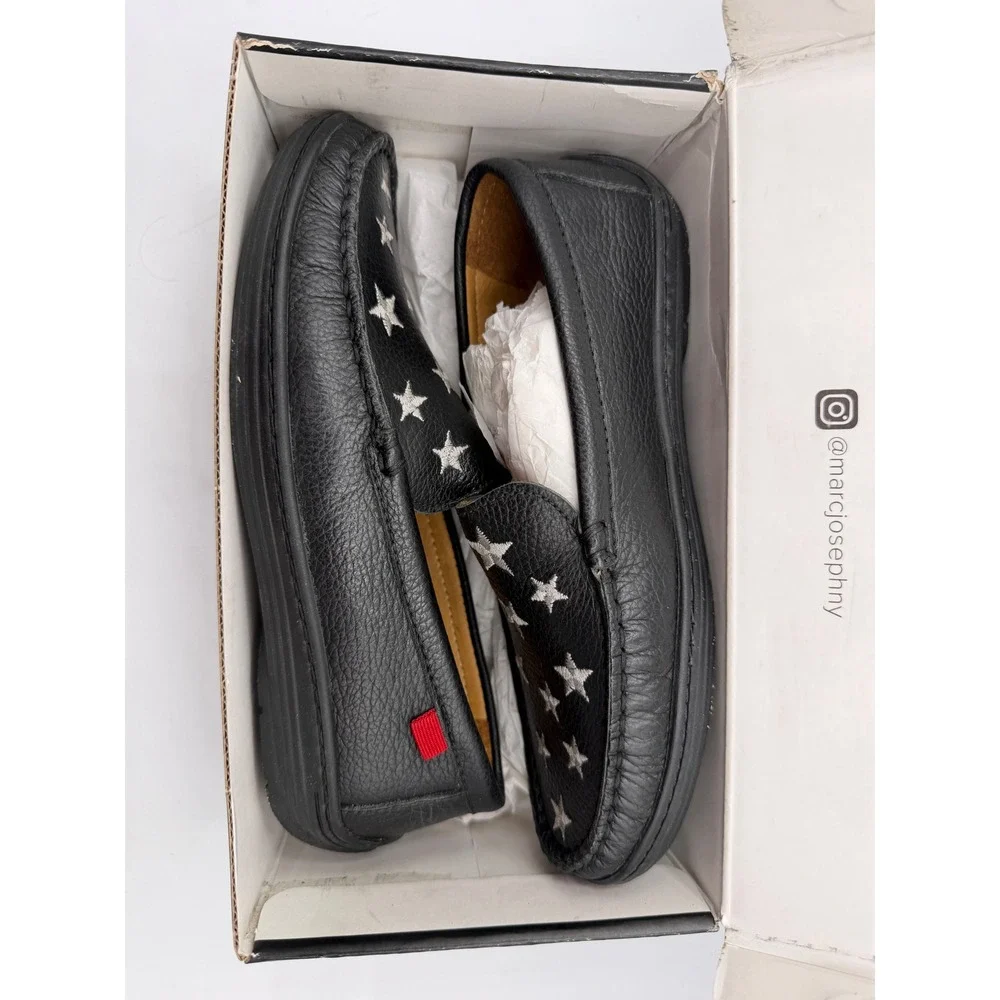 Marc Joseph Holland Star Loafers Kids 2 Black Grainy Leather Slip On MJB22-BGR